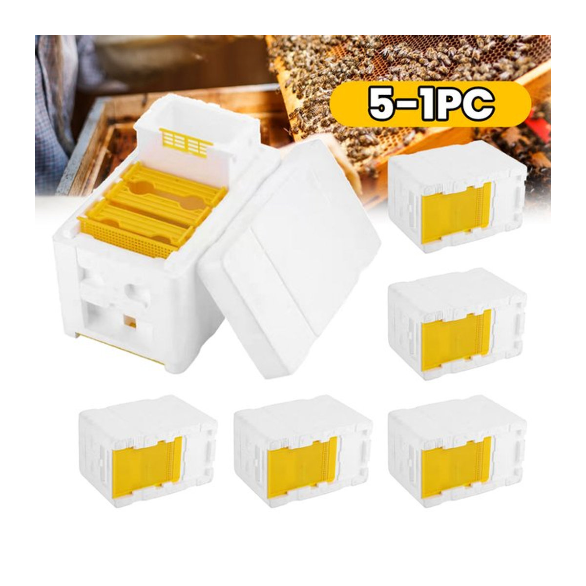 Alloet Bee Hive Schaum Bienenzucht Box für Imker zur Bienenhaltung und Bestäubung - Bild 1