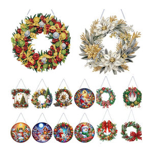 Alloet DIY Acryl Kranz Malerei Anhänger Mehrfarbig als Weihnachts Dekoration aus Kunststoff