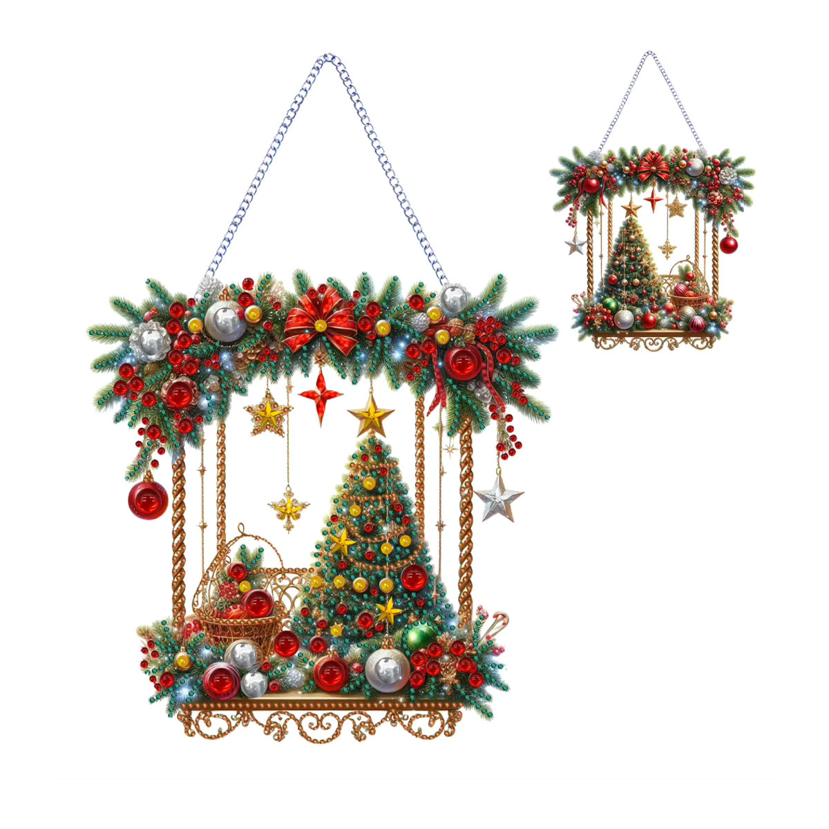 Alloet DIY Acryl Kranz Malerei Anhänger Mehrfarbig als Weihnachts Dekoration aus Kunststoff - Bild 2
