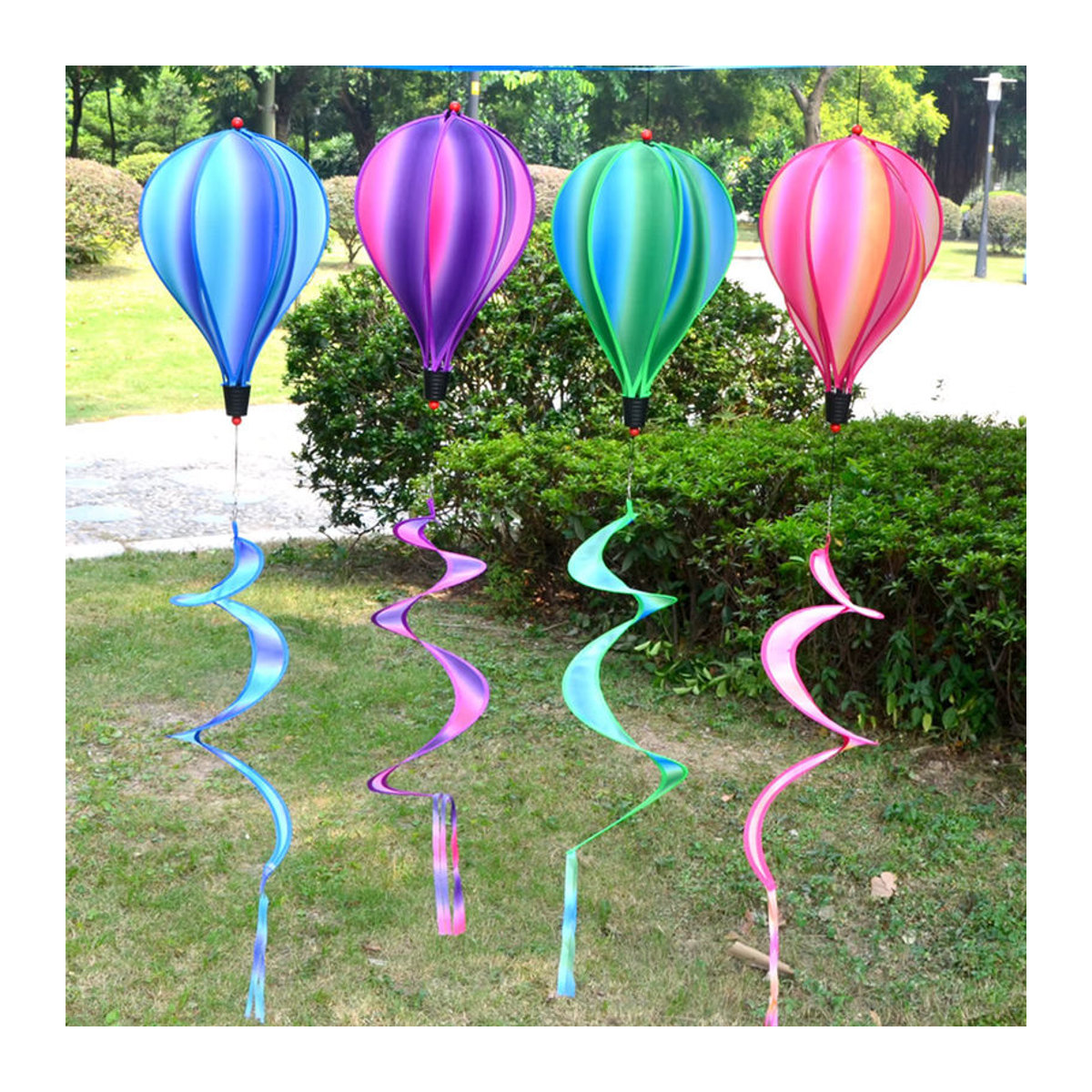 Alloet Heißluftballon Wind Spinner Regenbogen Wind Twister für Garten und Outdoor in Bunt und Schwarz - Bild 4