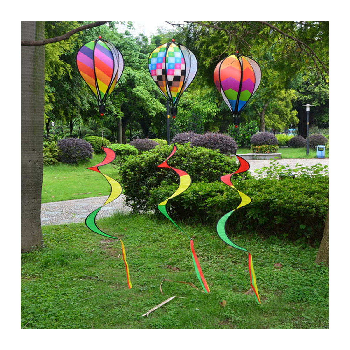 Alloet Heißluftballon Wind Spinner Regenbogen Wind Twister für Garten und Outdoor in Bunt und Schwarz - Bild 5