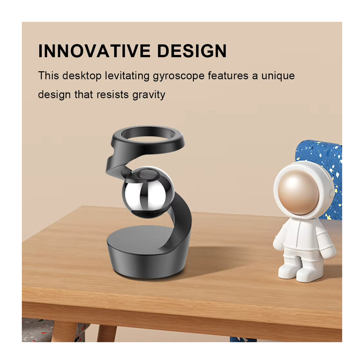 Alloet Kinetisches Schreibtischspielzeug Hängendes Gyroskop Fidget Spinner in Gold und Schwarz aus Metall - Bild 2