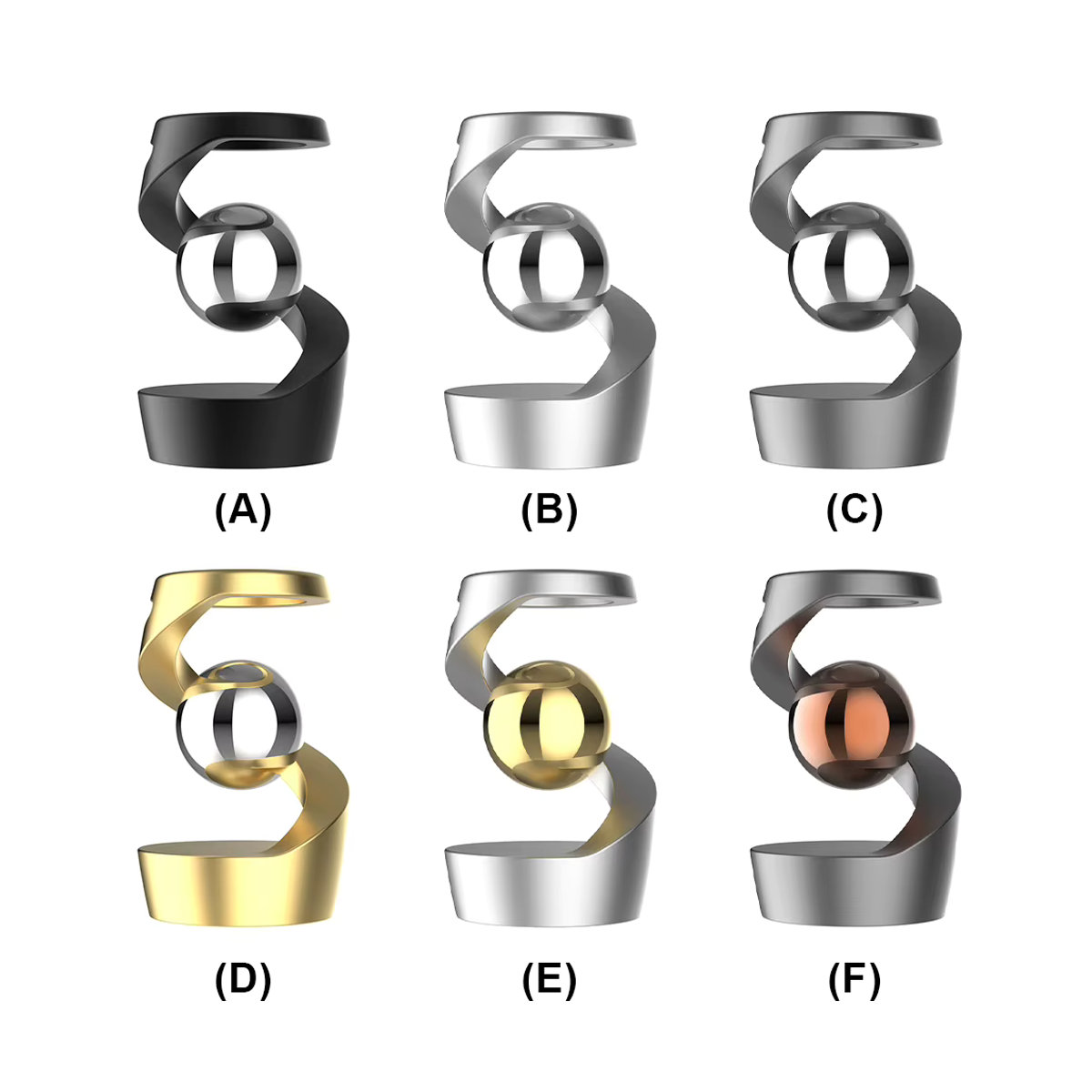 Alloet Kinetisches Schreibtischspielzeug Hängendes Gyroskop Fidget Spinner in Gold und Schwarz aus Metall - Bild 4
