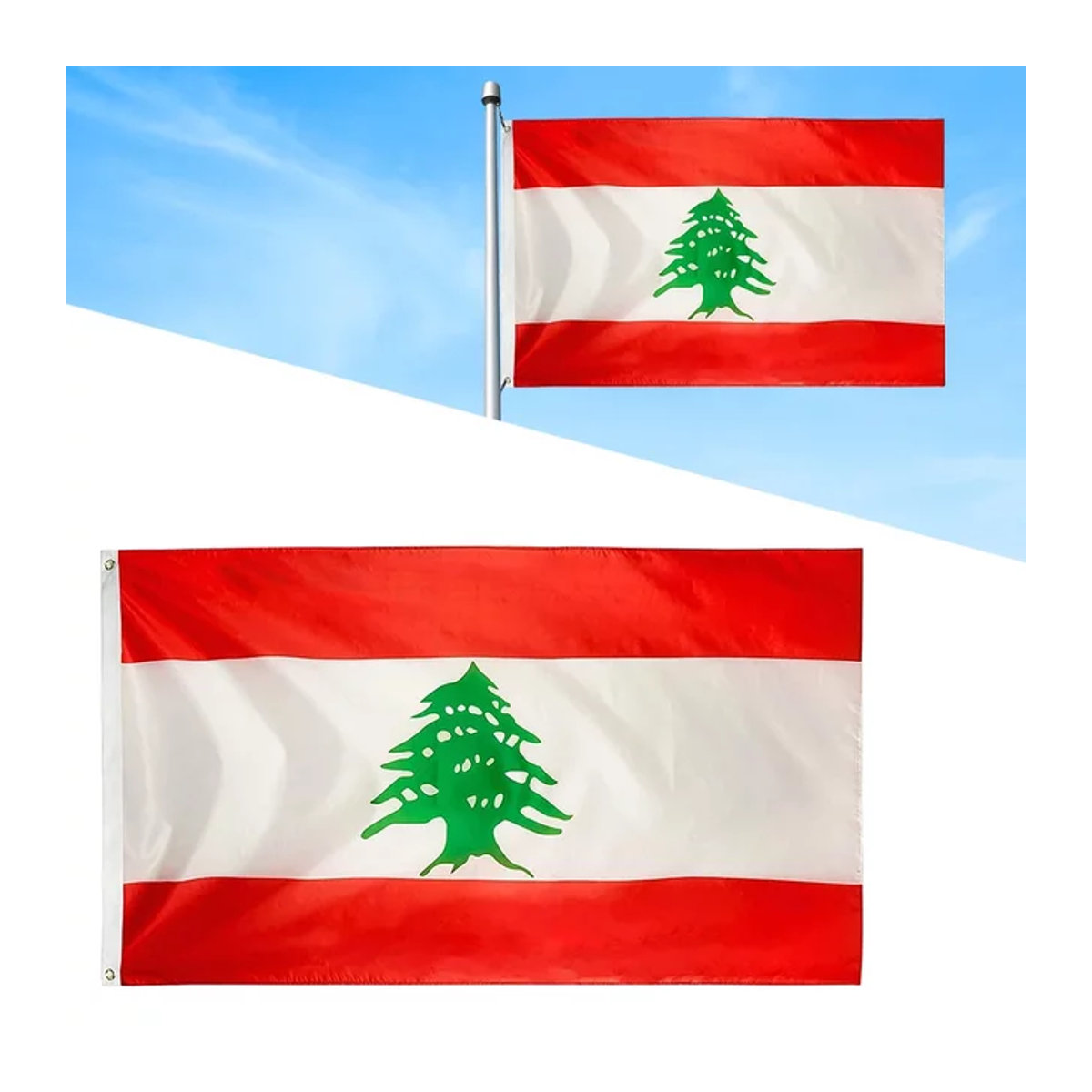 Alloet Libanesische Flagge aus Polyester, mehrfarbig, B/H: 91,44 x 152,4 cm - Bild 1