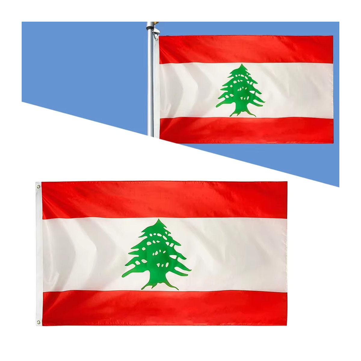 Alloet Libanesische Flagge aus Polyester, mehrfarbig, B/H: 91,44 x 152,4 cm - Bild 3