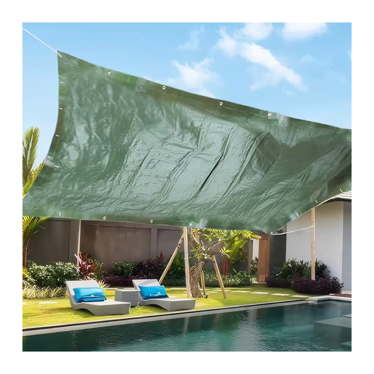 Alloet Mehrzweckplane wasserdicht und verdickt in Grün als Sonnenschutz und Abdeckung - Bild 3