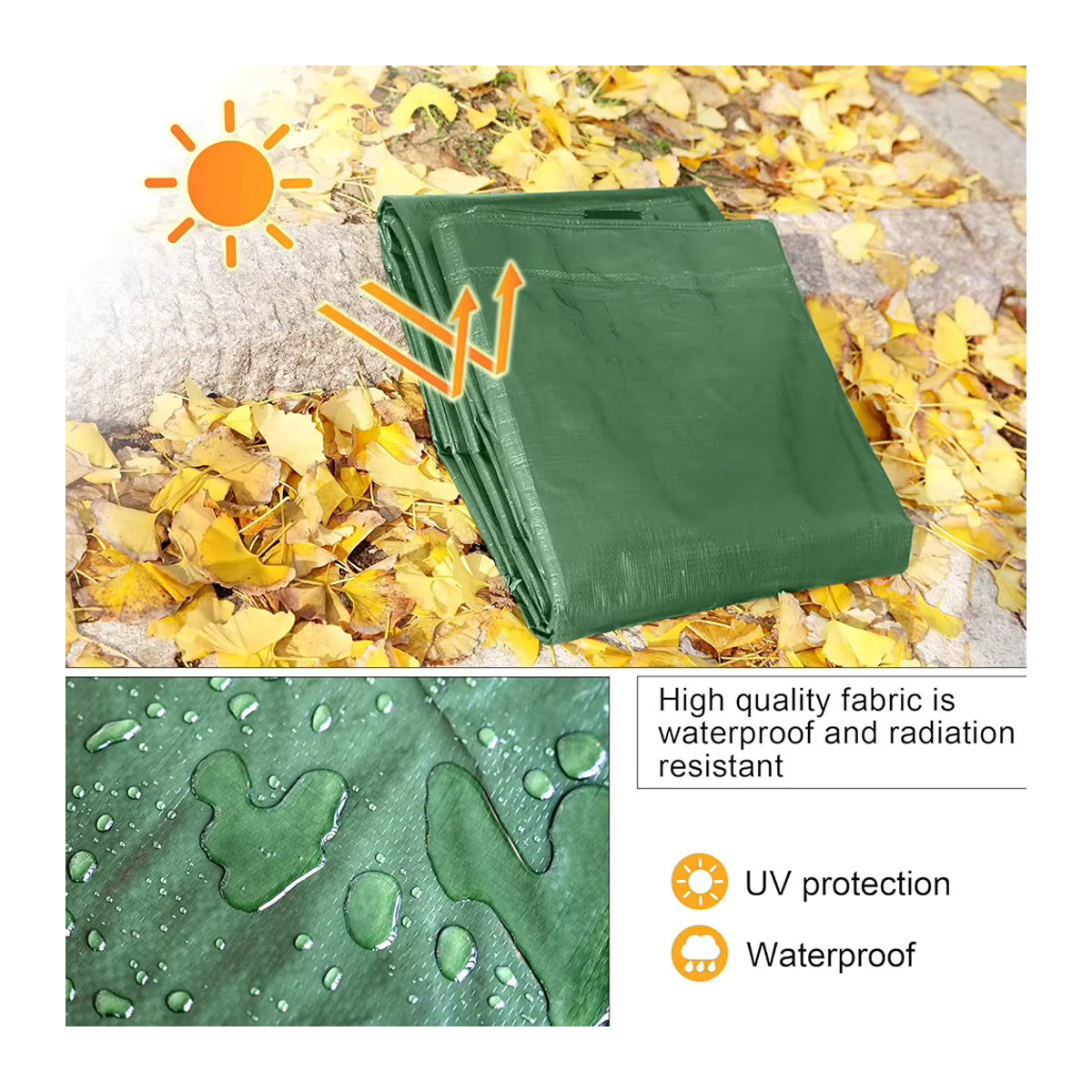 Alloet Mehrzweckplane wasserdicht und verdickt in Grün als Sonnenschutz und Abdeckung - Bild 5