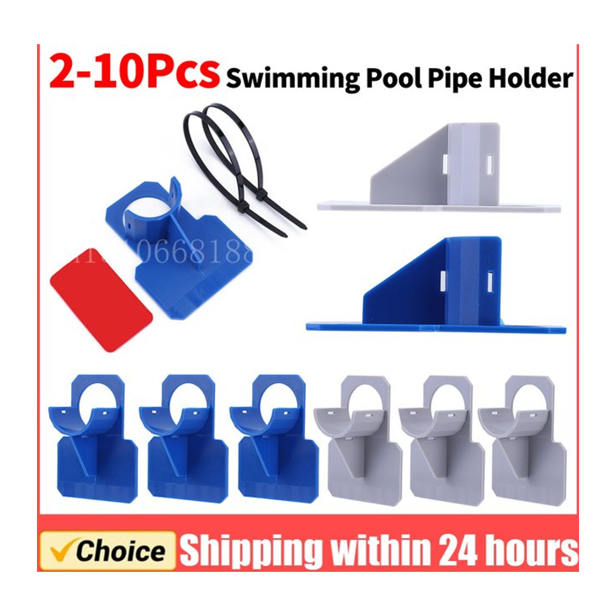 Alloet Schwimmbad Rohr Halterung für Intex Oberirdische Pools, Blau, Kunststoff, 10-1 Stück Set, für Rohre 30-38mm - Bild 1