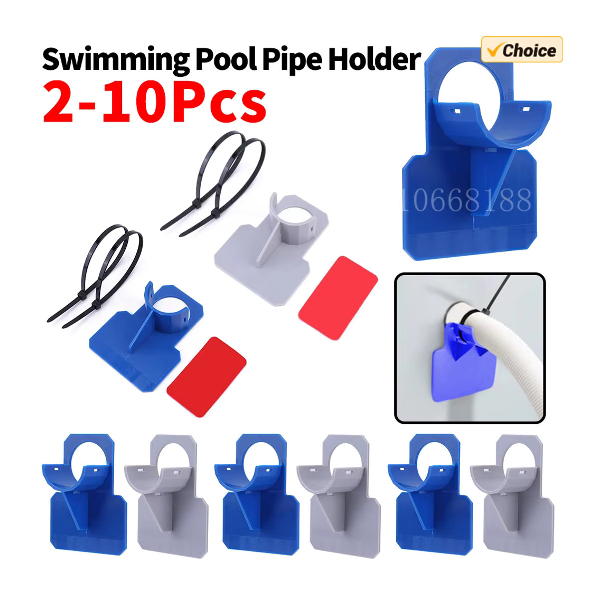 Alloet Schwimmbad Rohr Halterung für Intex Oberirdische Pools, Blau, Kunststoff, 10-1 Stück Set, für Rohre 30-38mm - Bild 2