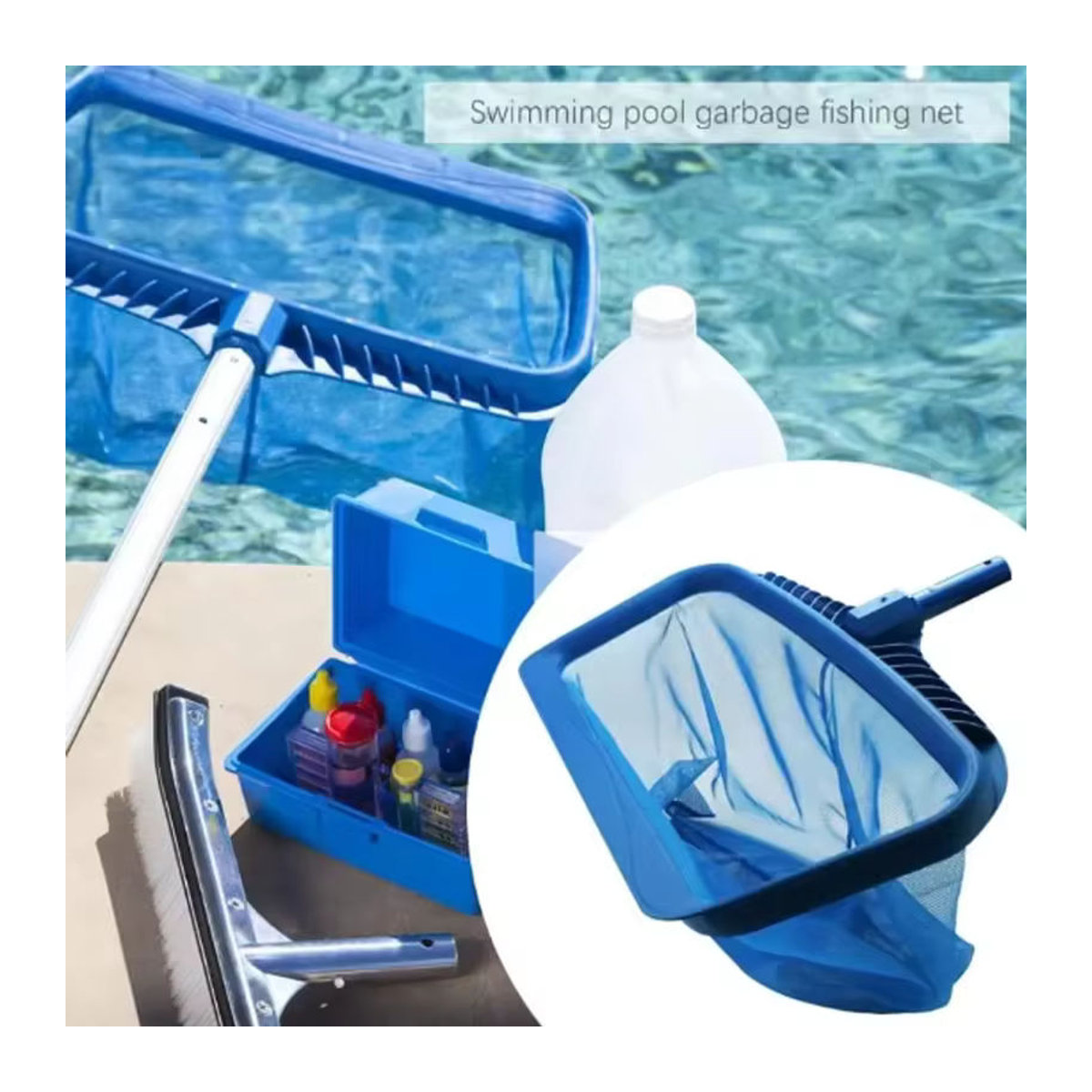 Alloet Schwimmbad Skimmer Netz zur Blätterreinigung in Blau mit Mesh-Beutel für Pool, Spa und Teich - Bild 2