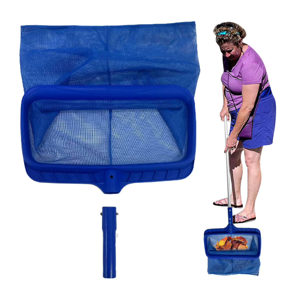 Alloet Schwimmbad Skimmer Netz zur Blätterreinigung in Blau mit Mesh-Beutel für Pool, Spa und Teich - Bild 3
