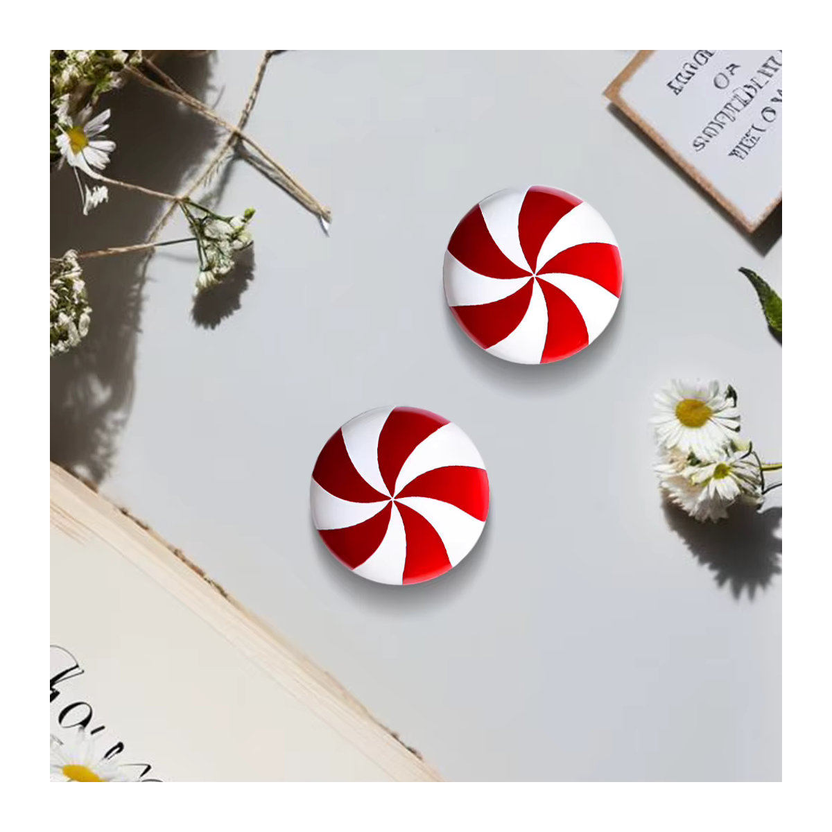Alloet Weihnachts-Hängeornament in Rot mit Süßigkeiten- und Pfefferminz-Design aus Kunststoff - Bild 3
