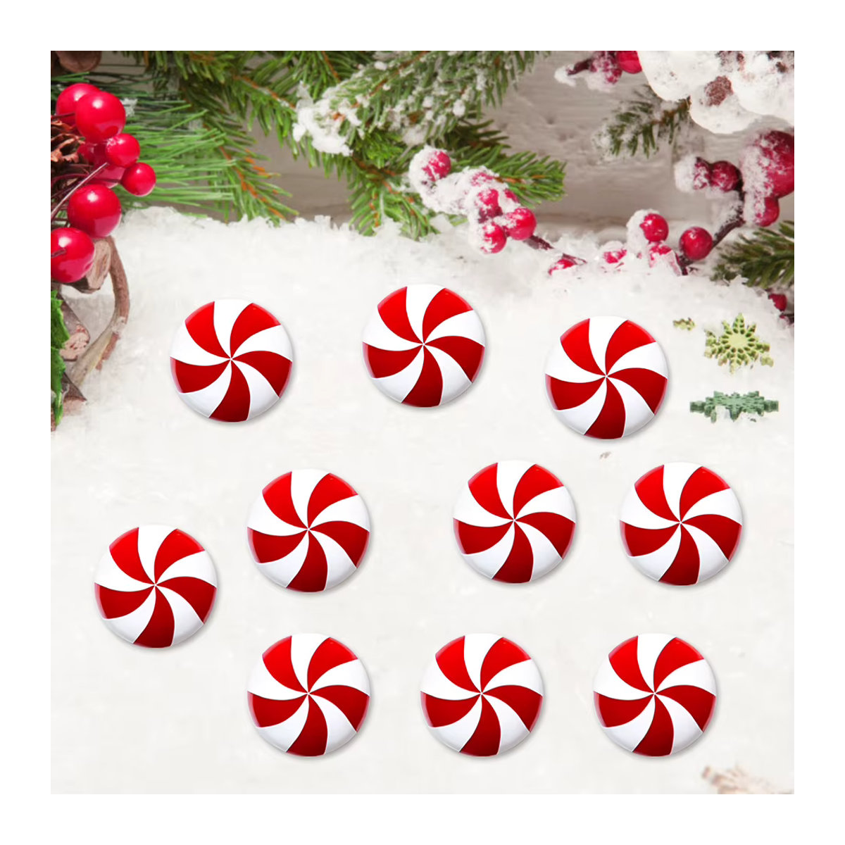 Alloet Weihnachts-Hängeornament in Rot mit Süßigkeiten- und Pfefferminz-Design aus Kunststoff - Bild 4