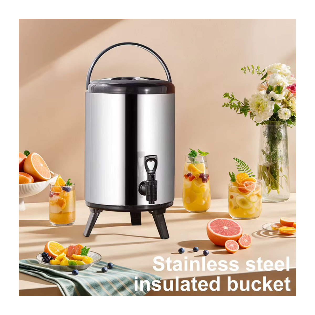 ALLOYSEED Isolierter Getränkespender aus Edelstahl mit Wasserhahn in modernem Design für Wasser, Milch, Tee und Kaffee - Bild 1