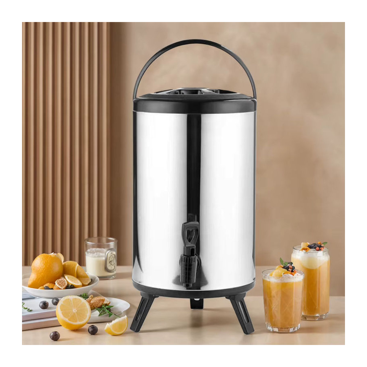 ALLOYSEED Isolierter Getränkespender aus Edelstahl mit Wasserhahn in modernem Design für Wasser, Milch, Tee und Kaffee - Bild 2