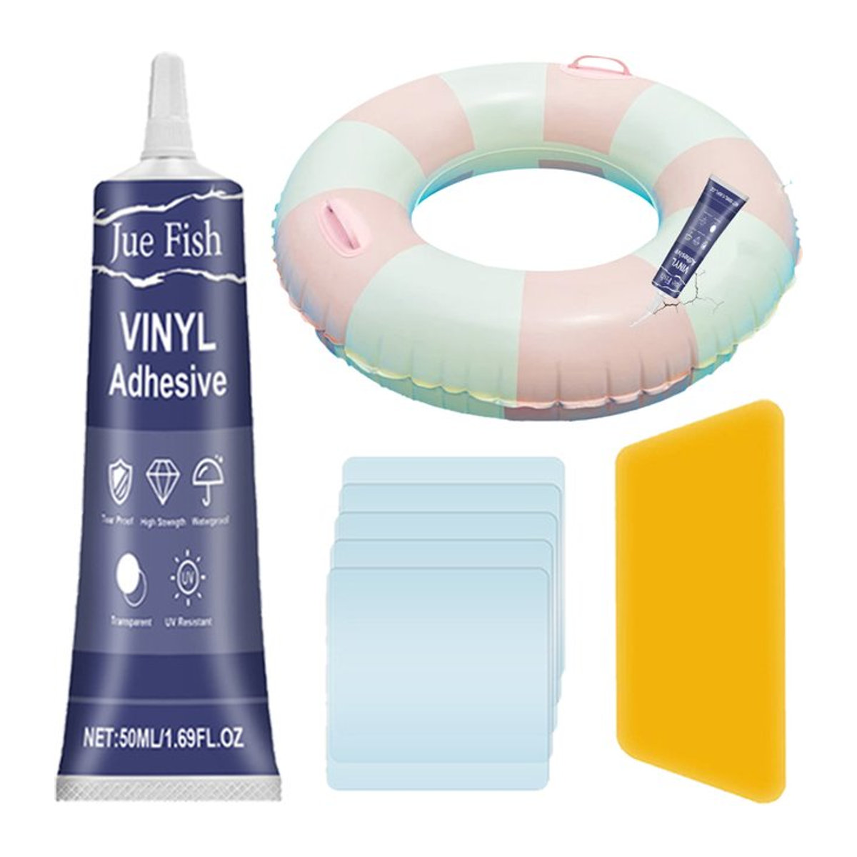 ALLOYSEED Pool Liner Patch Reparaturset für Luftmatratzen und aufblasbare Objekte, transparentes Reparatur-Kit - Bild 1