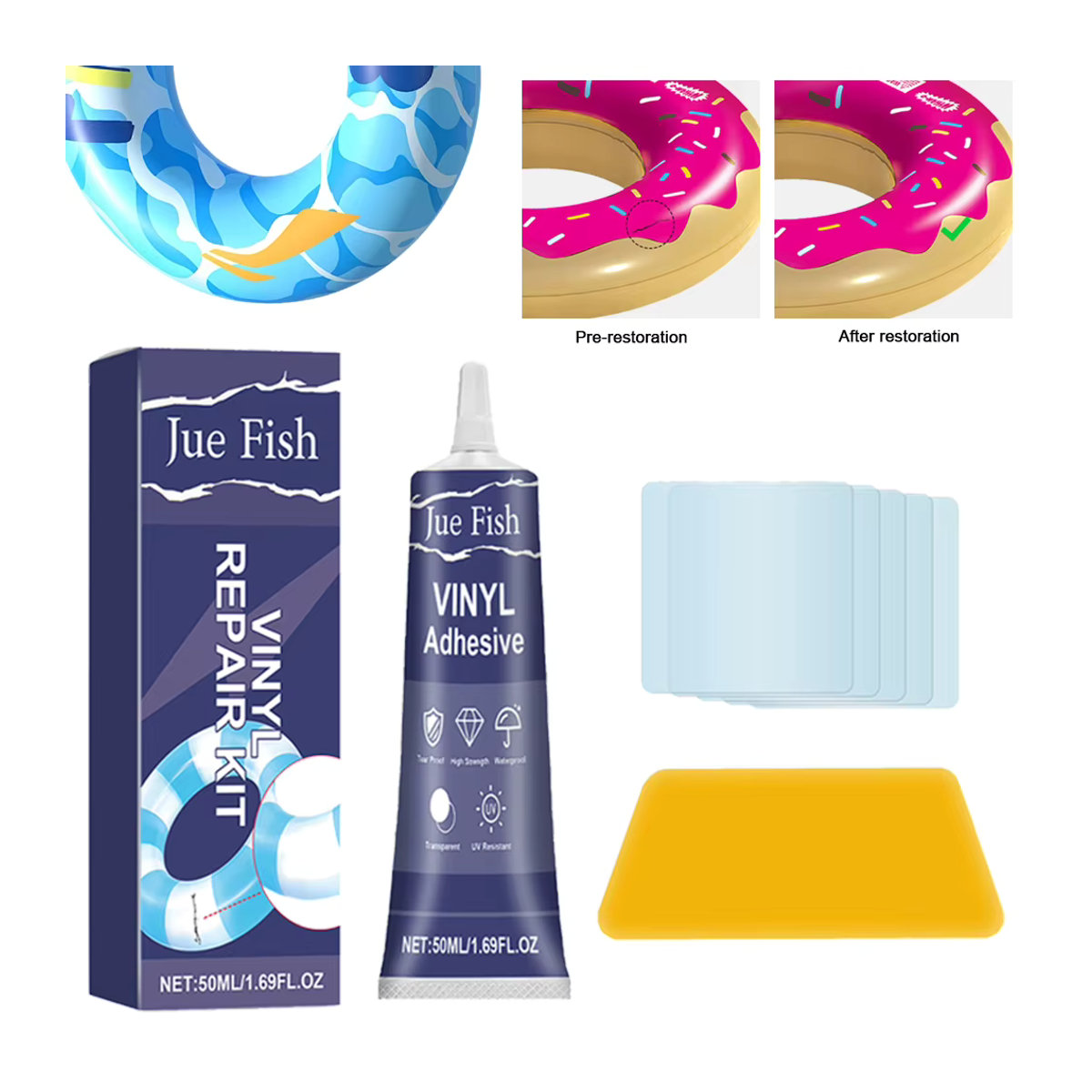 ALLOYSEED Pool Liner Patch Reparaturset für Luftmatratzen und aufblasbare Objekte, transparentes Reparatur-Kit - Bild 2