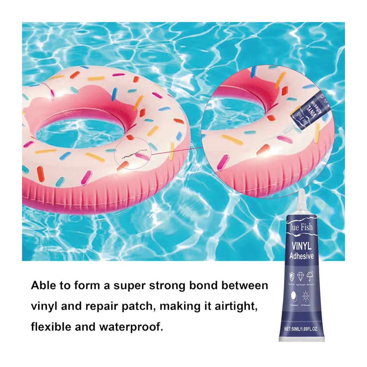 ALLOYSEED Pool Liner Patch Reparaturset für Luftmatratzen und aufblasbare Objekte, transparentes Reparatur-Kit - Bild 3