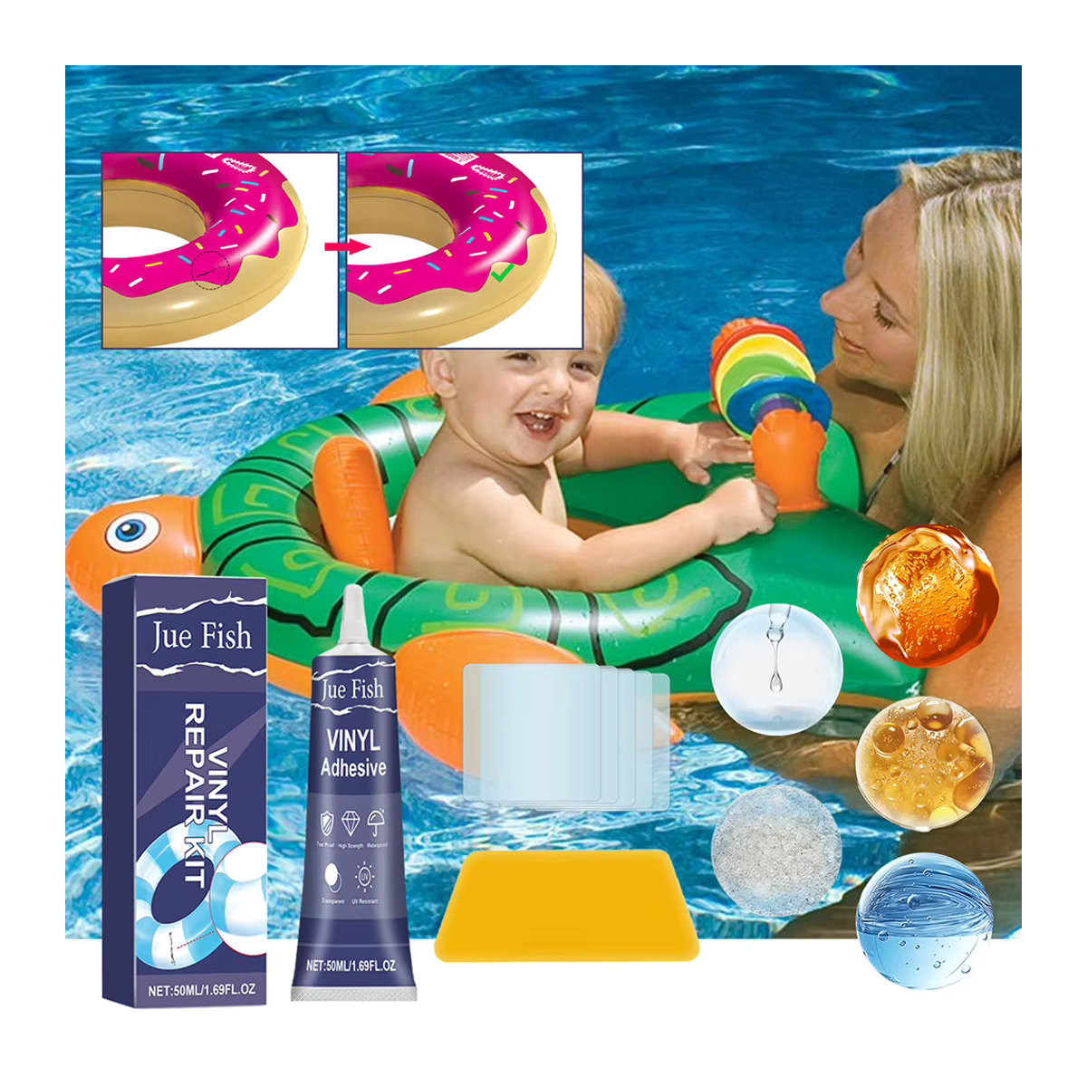 ALLOYSEED Pool Liner Patch Reparaturset für Luftmatratzen und aufblasbare Objekte, transparentes Reparatur-Kit - Bild 4