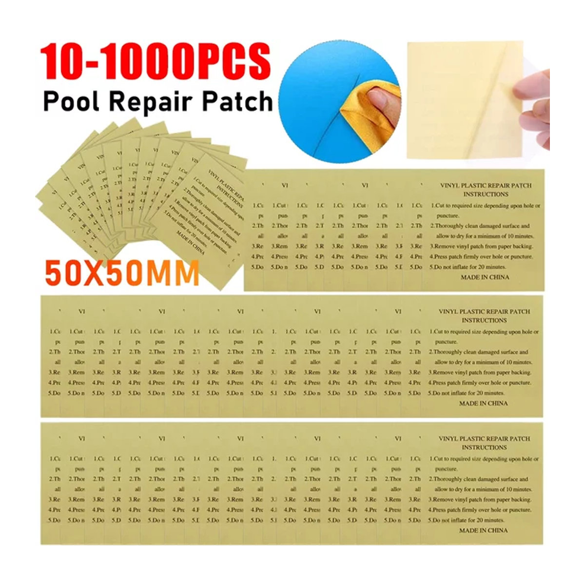 ALLOYSEED Pool Patch Reparatur Kit Selbstklebende Wasserdichte Reparaturflicken für Luftmatratzen und Schlauchboote - Bild 1