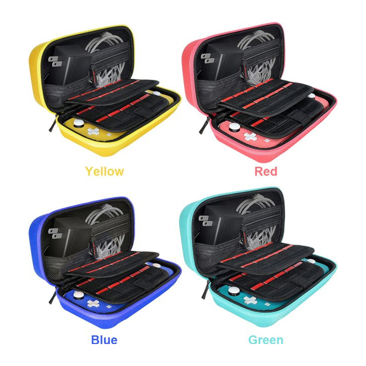 ALLOYSEED Reiseschutz-Koffer für Switch Lite aus Nylon und EVA in Gelb mit Doppelfach und kratzfester Oberfläche - Bild 1