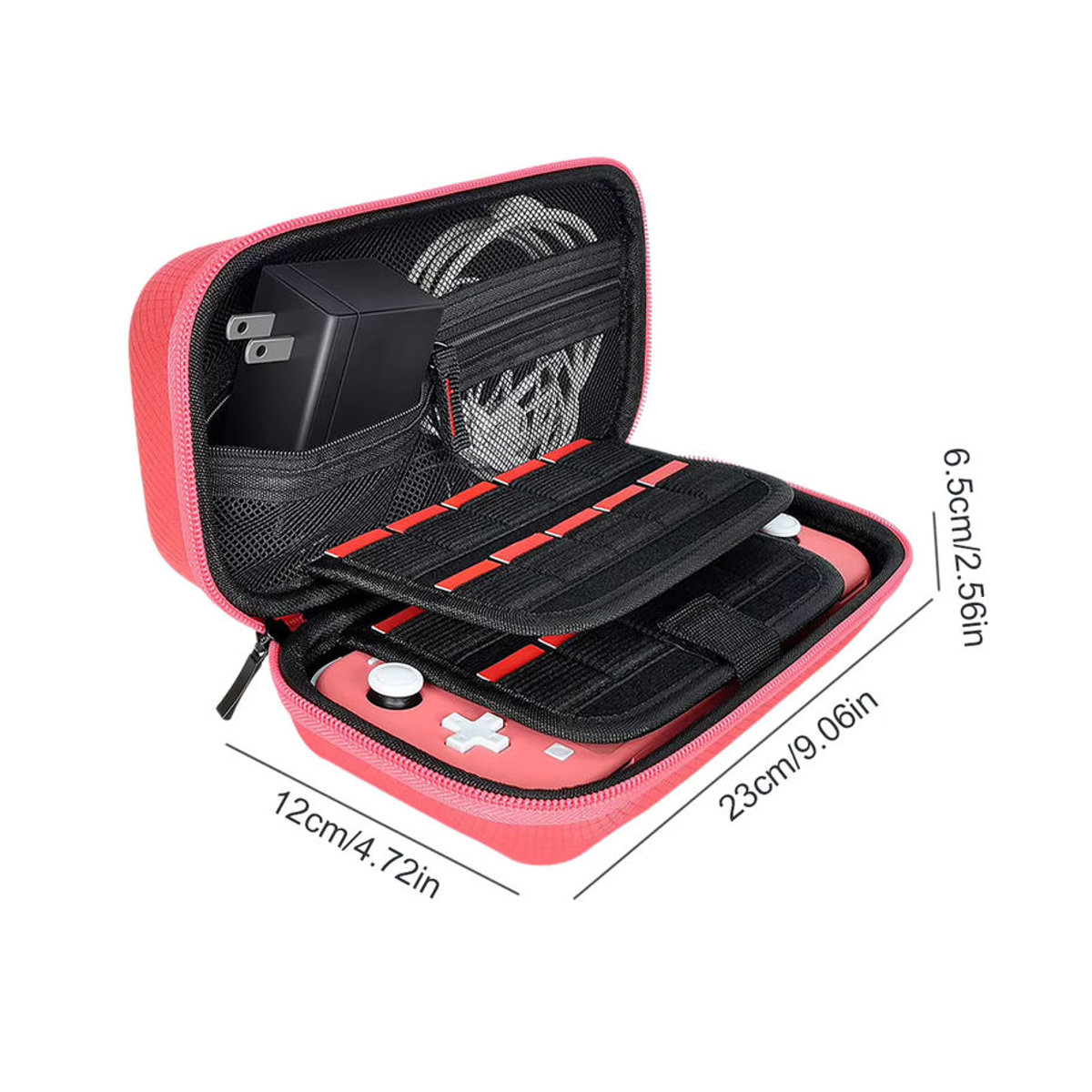 ALLOYSEED Reiseschutz-Koffer für Switch Lite aus Nylon und EVA in Gelb mit Doppelfach und kratzfester Oberfläche - Bild 6