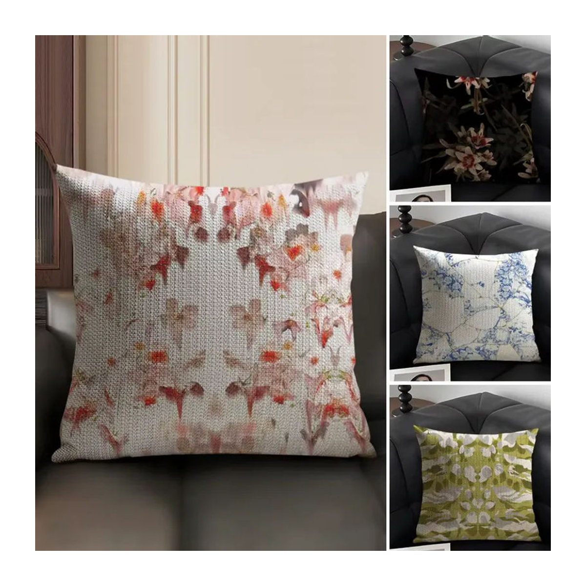 AllSaints Kissenbezug mit Blumenmuster in Schwarz und Mehrfarbig für dein Wohnzimmer oder Schlafzimmer - Bild 2