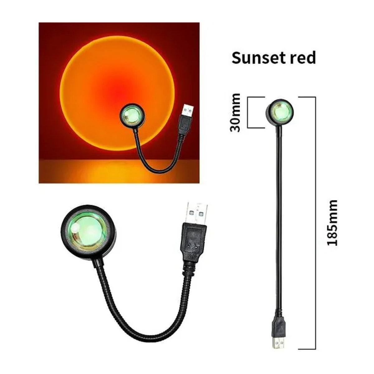 Aloisia LED USB Sunset Lampe Projektor in Rot und Schwarz mit Glasgehäuse - Bild 1