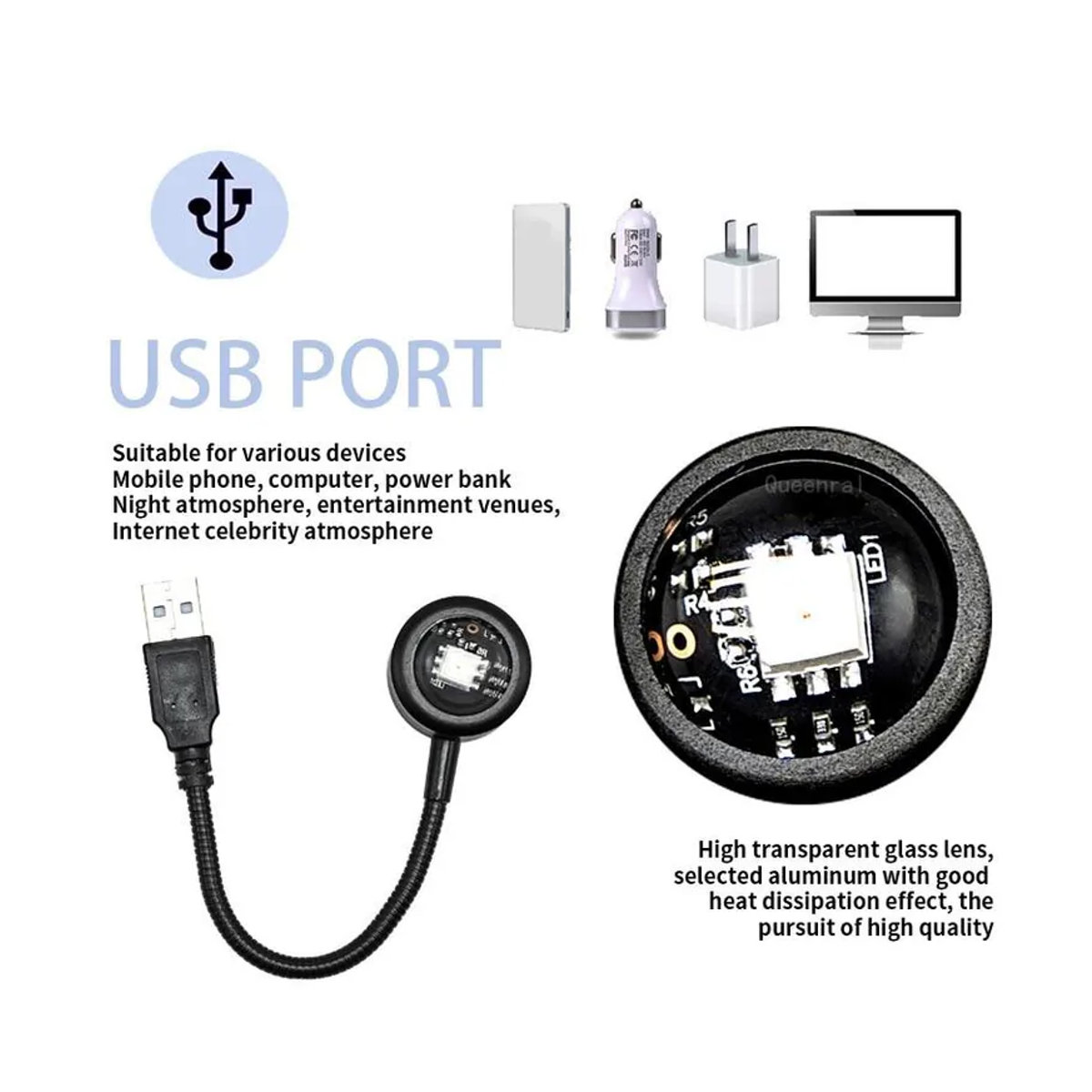 Aloisia LED USB Sunset Lampe Projektor in Rot und Schwarz mit Glasgehäuse - Bild 2