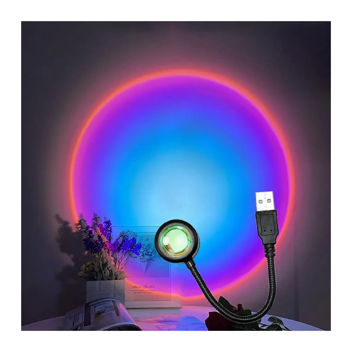 Aloisia LED USB Sunset Lampe Projektor in Rot und Schwarz mit Glasgehäuse - Bild 3