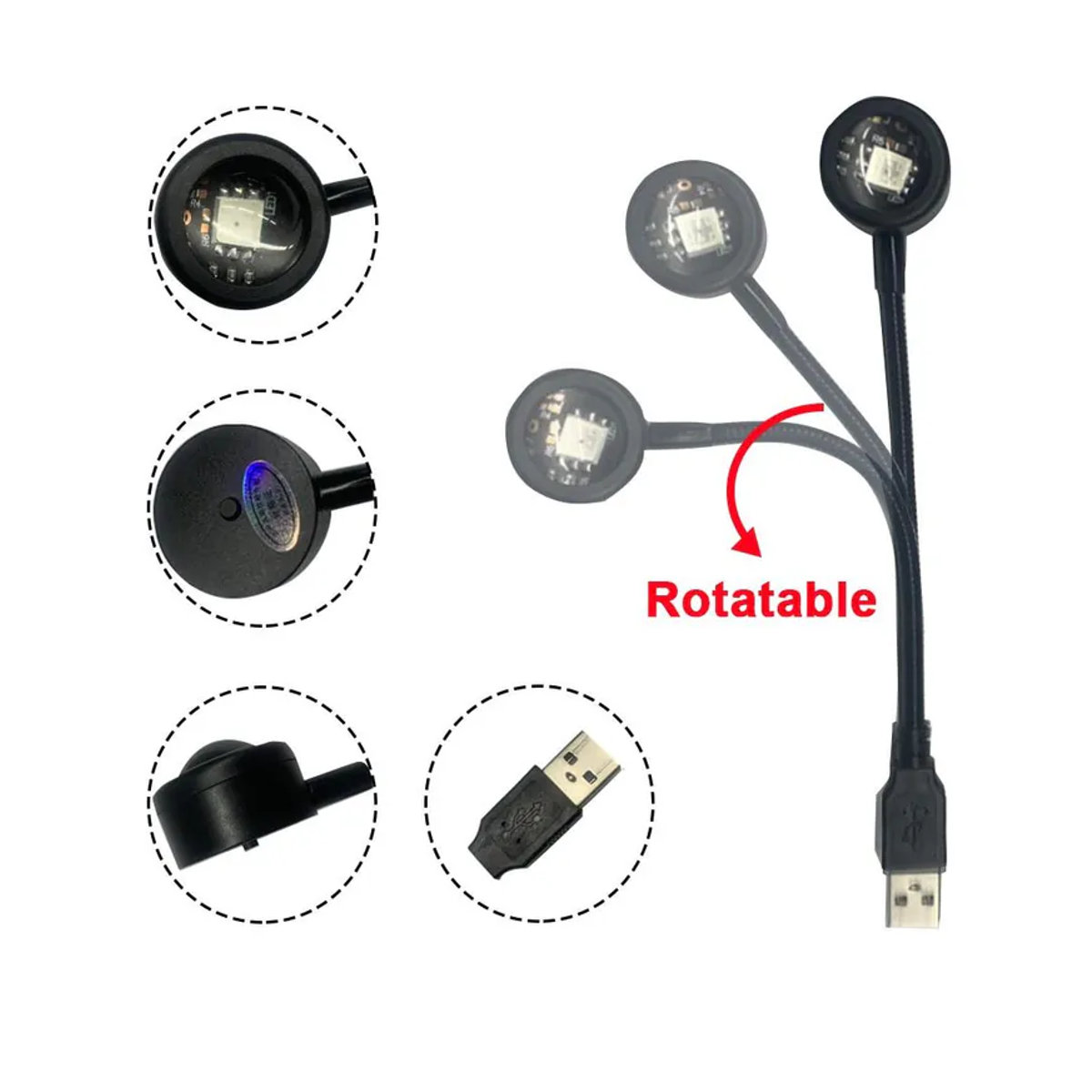 Aloisia LED USB Sunset Lampe Projektor in Rot und Schwarz mit Glasgehäuse - Bild 5