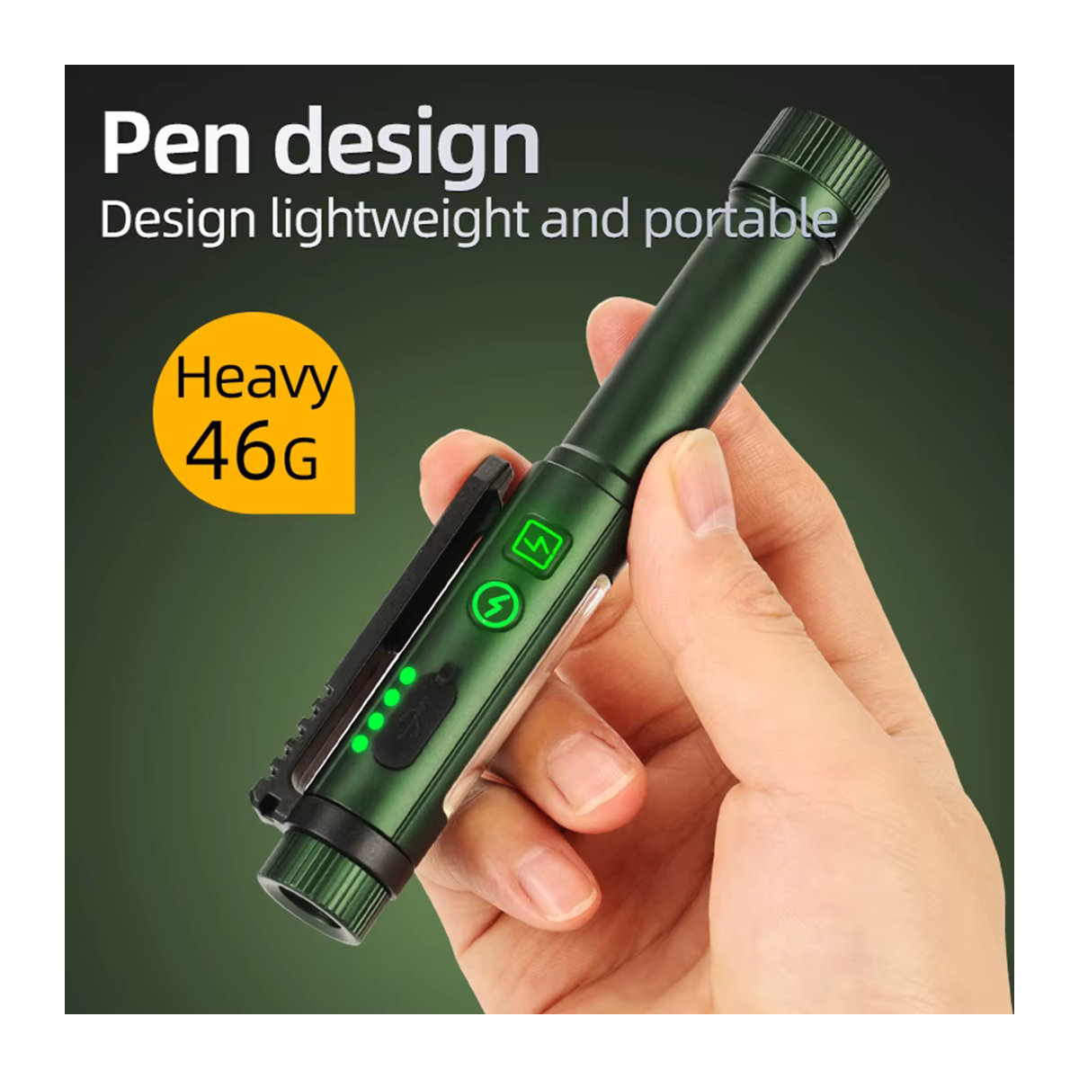 Alonefire 2-in-1 COB Stiftlampe Mini Taschenlampe USB aufladbar für Outdoor Camping und Notfälle - Bild 2