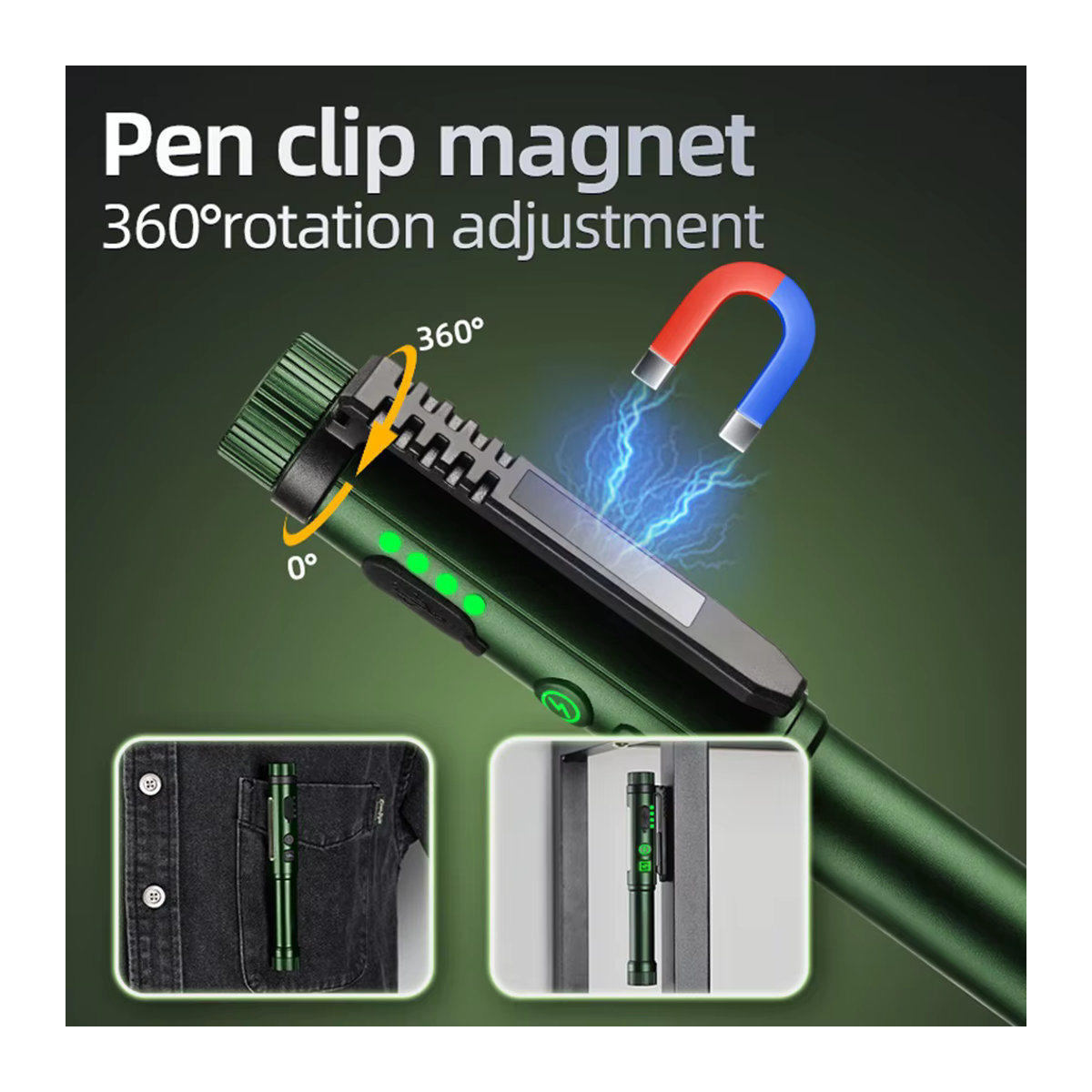 Alonefire 2-in-1 COB Stiftlampe Mini Taschenlampe USB aufladbar für Outdoor Camping und Notfälle - Bild 5
