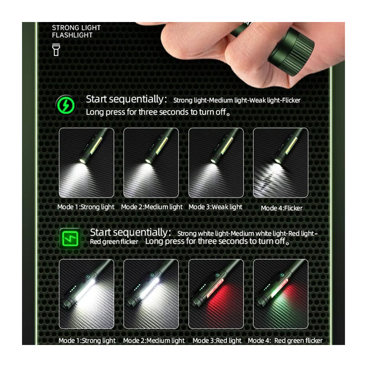 Alonefire 2-in-1 COB Stiftlampe Mini Taschenlampe USB aufladbar für Outdoor Camping und Notfälle - Bild 6