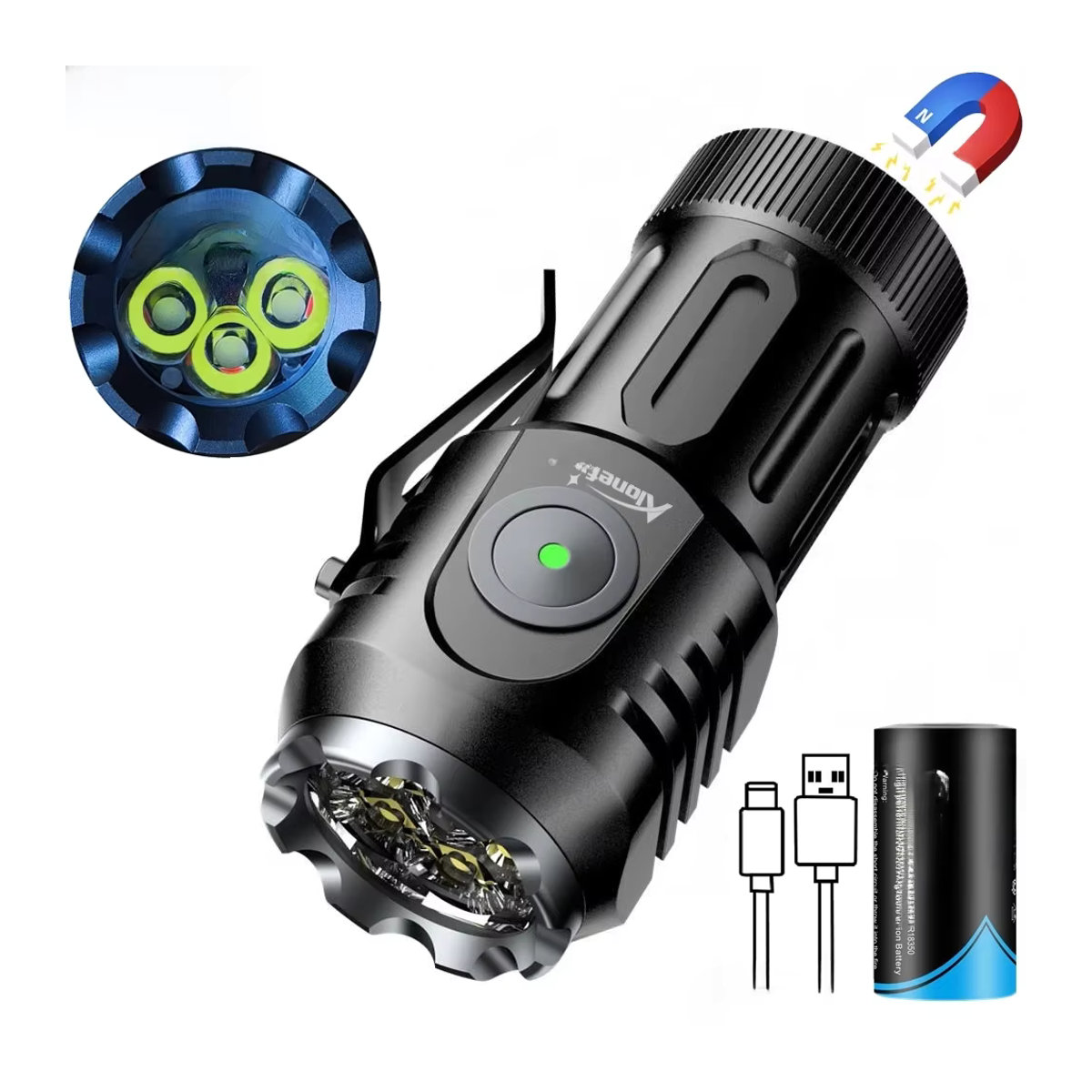 Alonefire 5er Set Mini LED Taschenlampen USB aufladbar mit Magnet und Rotlicht für Outdoor, Camping und Reparaturarbeiten - Bild 6