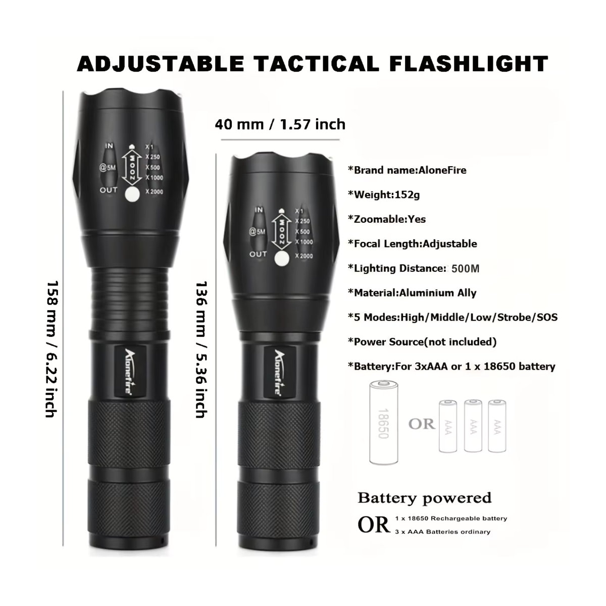 Alonefire Grüne Licht Taschenlampe für Outdoor-Jagd, Angeln und Wandern - Bild 2