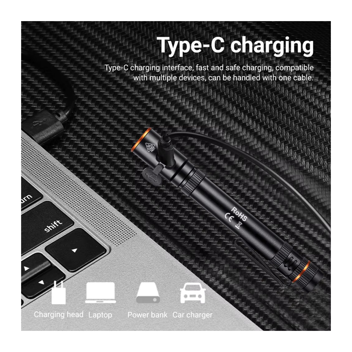 Alonefire Mini EDC Stift Taschenlampe USB aufladbar mit Magnet und Clip für Outdoor Camping und Notfallbeleuchtung - Bild 3