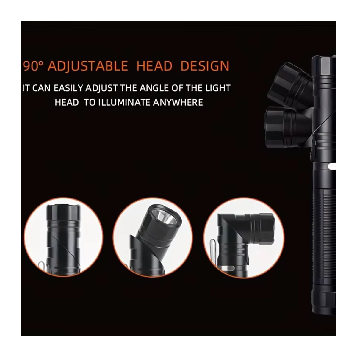 Alonefire SST40 LED Taktische Taschenlampe mit 90 Grad Drehkopf, USB aufladbar und magnetisch, ideal für Jagd, Camping - Bild 4