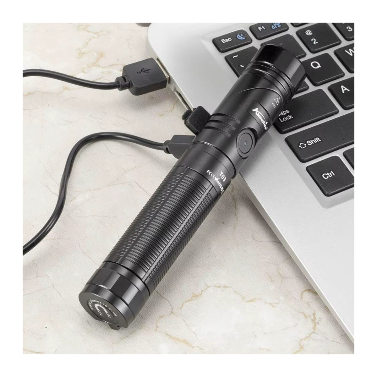 Alonefire SST40 LED Taktische Taschenlampe mit 90 Grad Drehkopf, USB aufladbar und magnetisch, ideal für Jagd, Camping - Bild 6