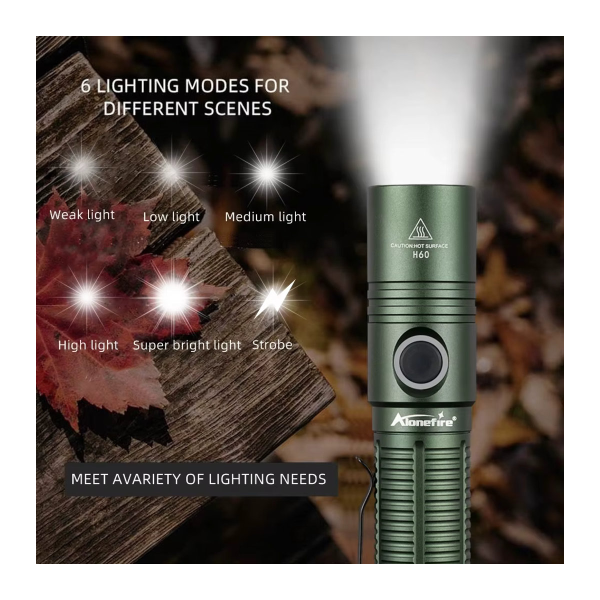 Alonefire Taktische LED-Taschenlampe mit 1800 Lumen und USB-Aufladung für Outdoor, Camping und Notfälle - Bild 3