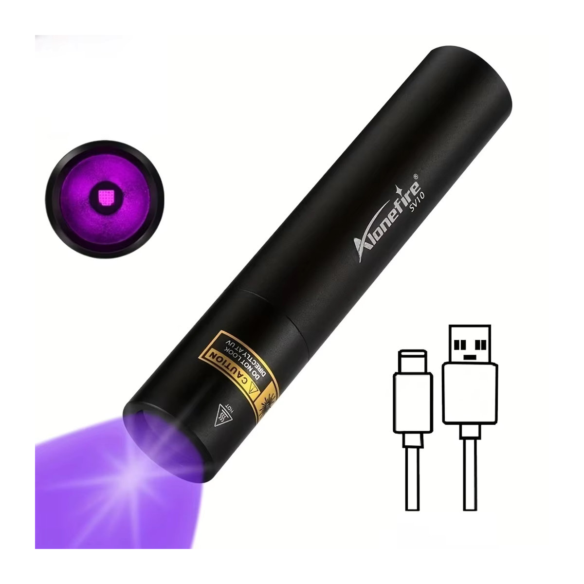 Alonefire UV-Taschenlampe 365 nm Schwarzlicht zur Erkennung von Urin, Nagellack-Härtung und Markierungen - Bild 6
