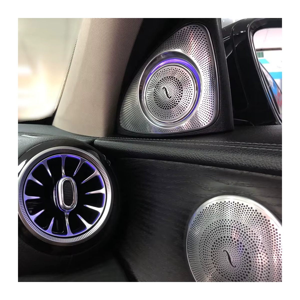 ALOONGACARR 3D Rotation Glow Hochtöner Lautsprecher mit LED für Mercedes Benz W205 W213 X253 W222 GLC E S C Klasse in Silber - Bild 3