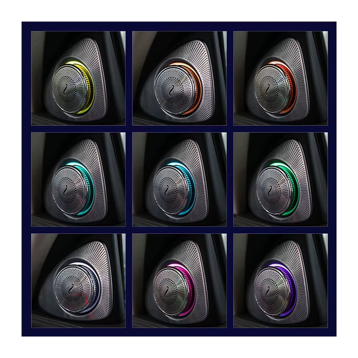 ALOONGACARR 3D Rotation Glow Hochtöner Lautsprecher mit LED für Mercedes Benz W205 W213 X253 W222 GLC E S C Klasse in Silber - Bild 4