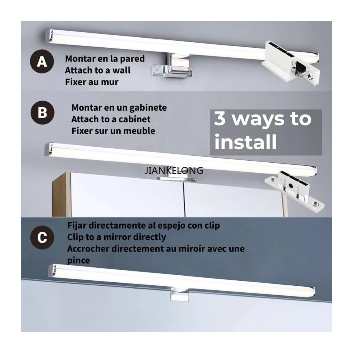 Alpinaluz LED Badezimmer-Wandleuchte aus Aluminium in Chrom mit neutralweißem Licht, 10 W, Breite: 40 cm - Bild 4
