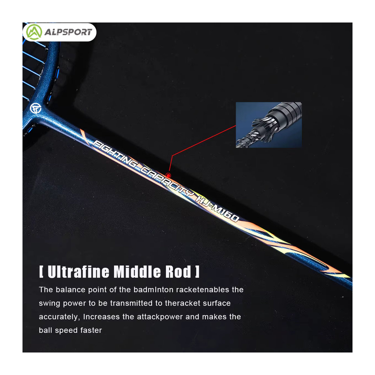 ALPSPORT RR Pro Badmintonschläger Set 2 Stück, 4U G5 Vollkarbon, Professioneller Offensivtyp - Bild 3