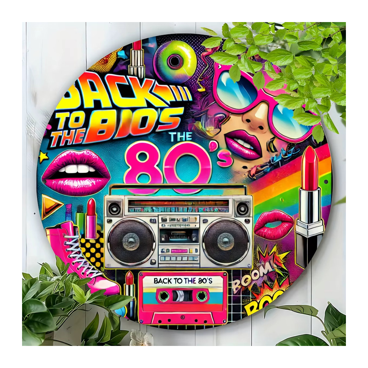 Aluminium 2D Wanddekoration im 80er-Jahre-Retro-Graffiti-Stil, mehrfarbig und quadratisch - Bild 5