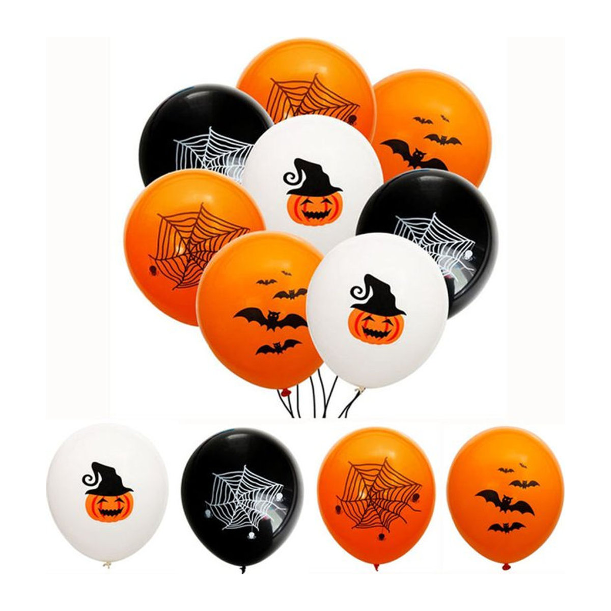 Alvparty Halloween Luftballons Set mit Fledermaus, Kürbis und Spinne in Mehrfarbig - Bild 1