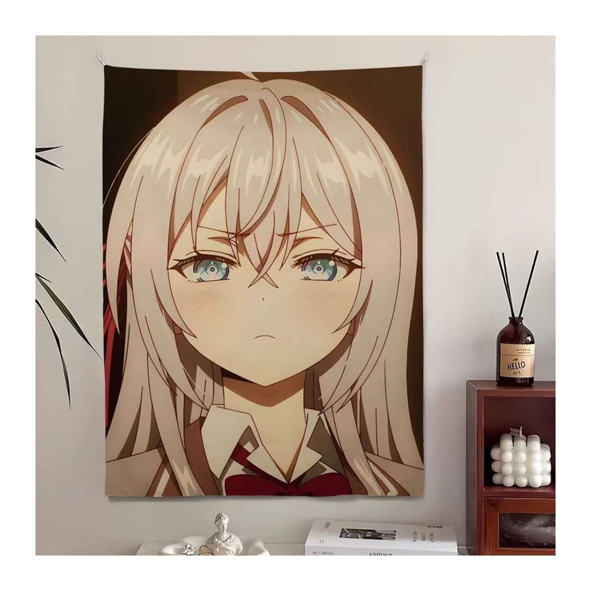 Alya Manchmal versteckt ihr bedruckter Wandteppich, mehrfarbiger Wandbehang aus Textil, Kunstdekoration, B/H: 60 x 40 cm - Bild 1
