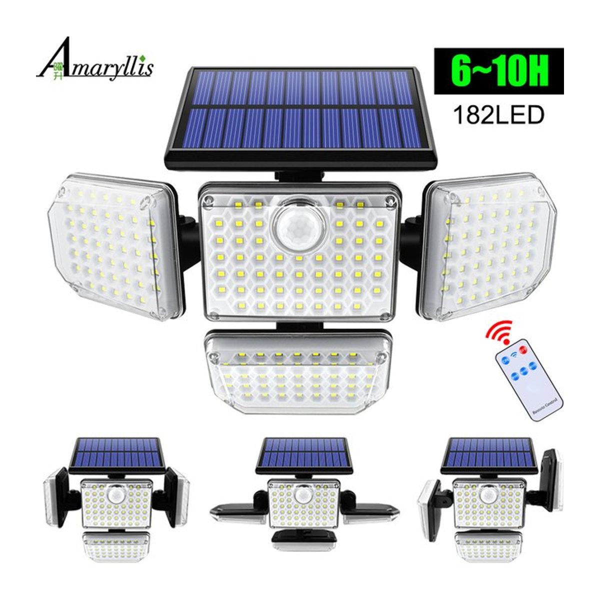 AMARYLLIS LED Solar-Außenleuchte Schwarz mit 3 Modi und verstellbarem Beleuchtungskopf als Solar-Sicherheitsflutlicht für Garten, Garage und Hof - Bild 1