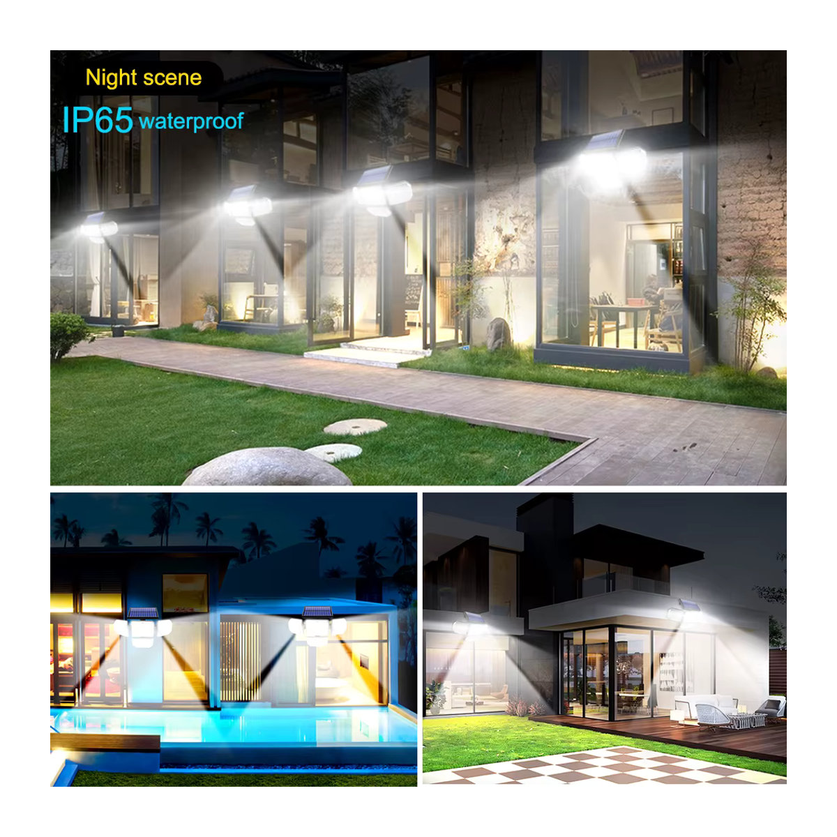 AMARYLLIS LED Solar-Außenleuchte Schwarz mit 3 Modi und verstellbarem Beleuchtungskopf als Solar-Sicherheitsflutlicht für Garten, Garage und Hof - Bild 3